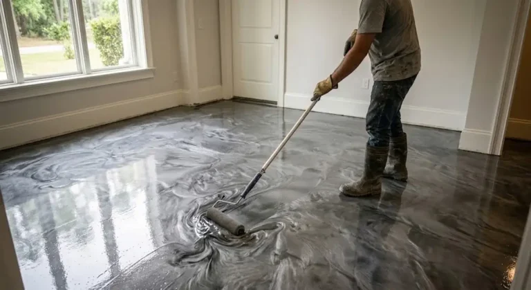 epoxy flooring metallic roller in savannah, ga